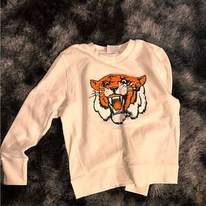 White Sweatshirt with Tiger Graphic